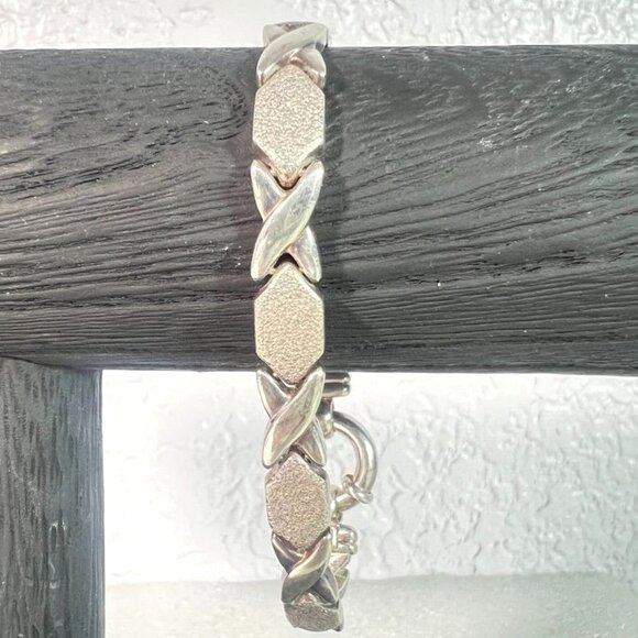 Milor Italy 925 Sterling Silver XO Link Bracelet – 17.3g Hugs & Kisses Design - Picture 2 of 7